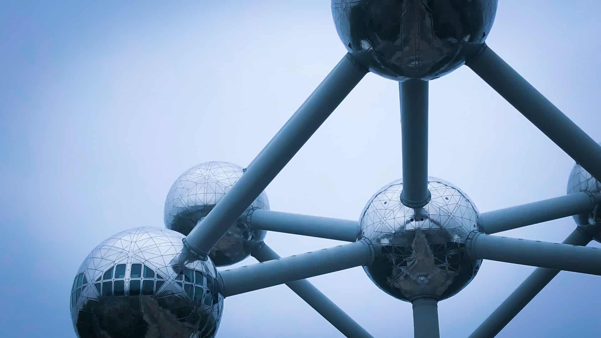 art sculpture resembling an atom