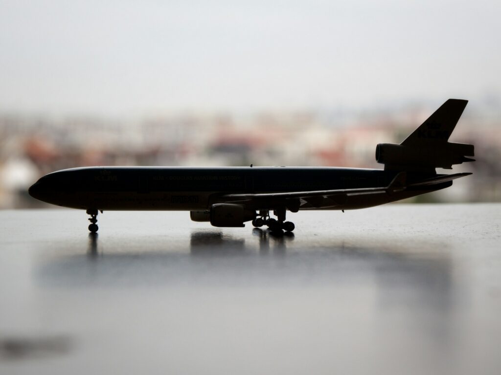 Silhouette of an airplane model
