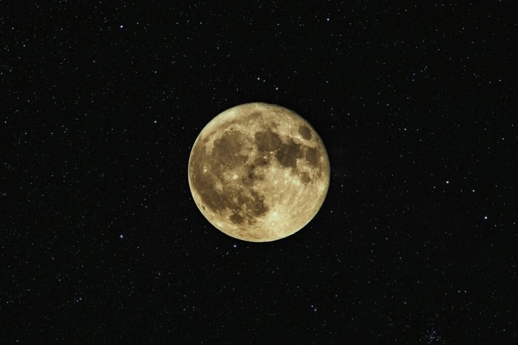 Full moon against a black sky