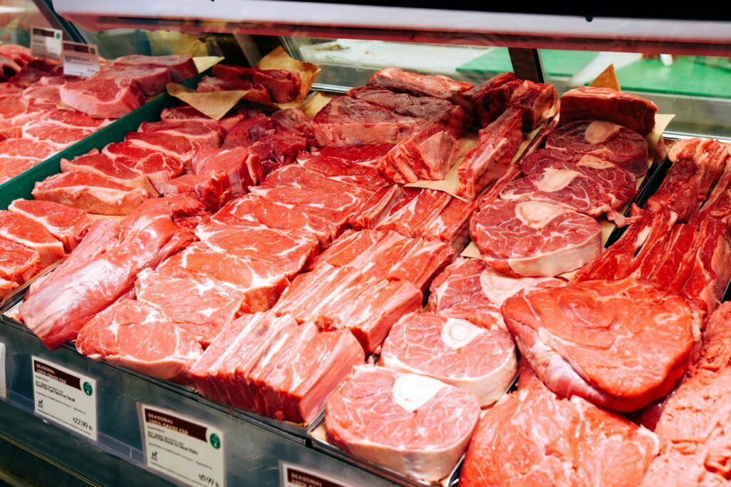 Raw meat at the supermarket