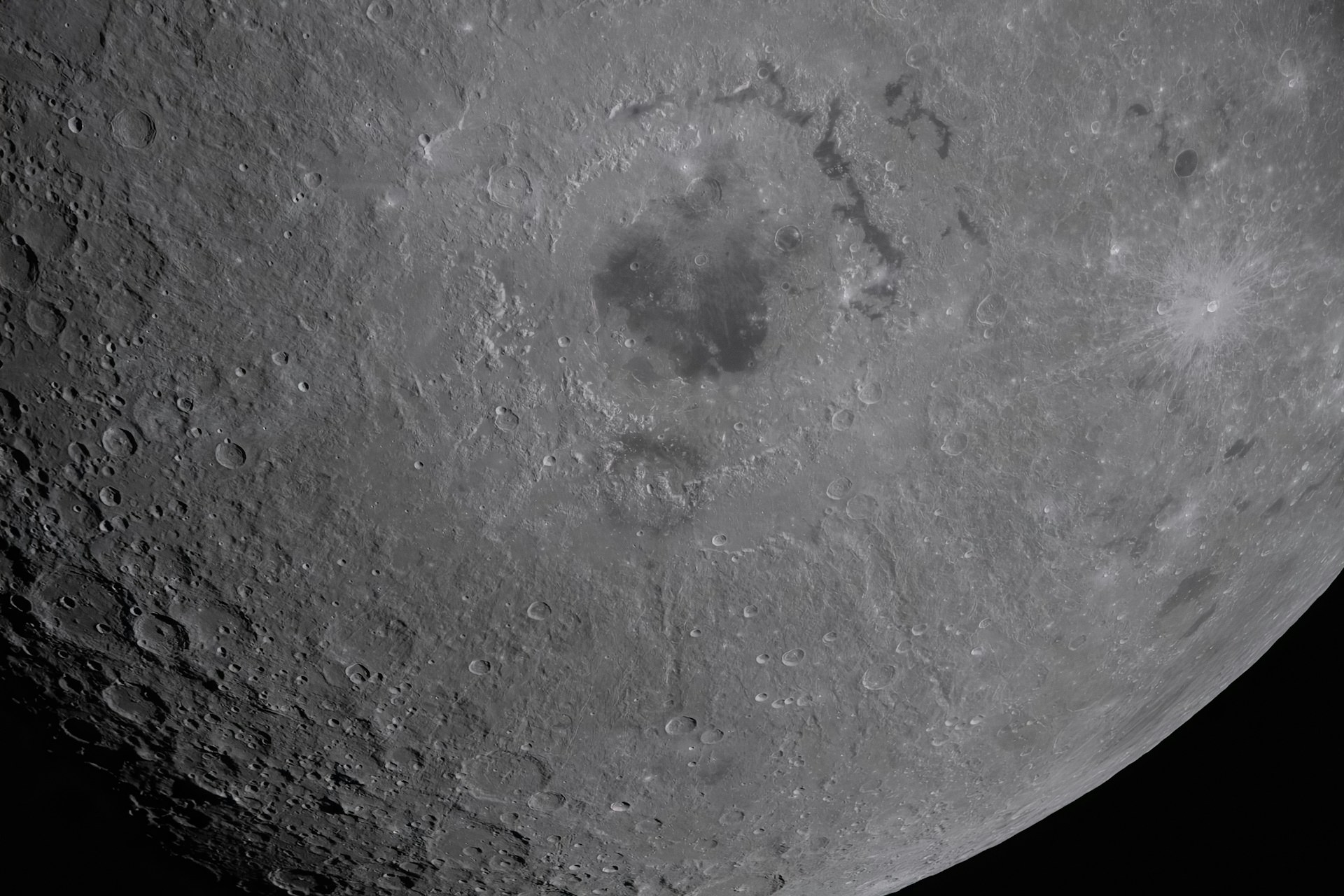 The moon's surface.