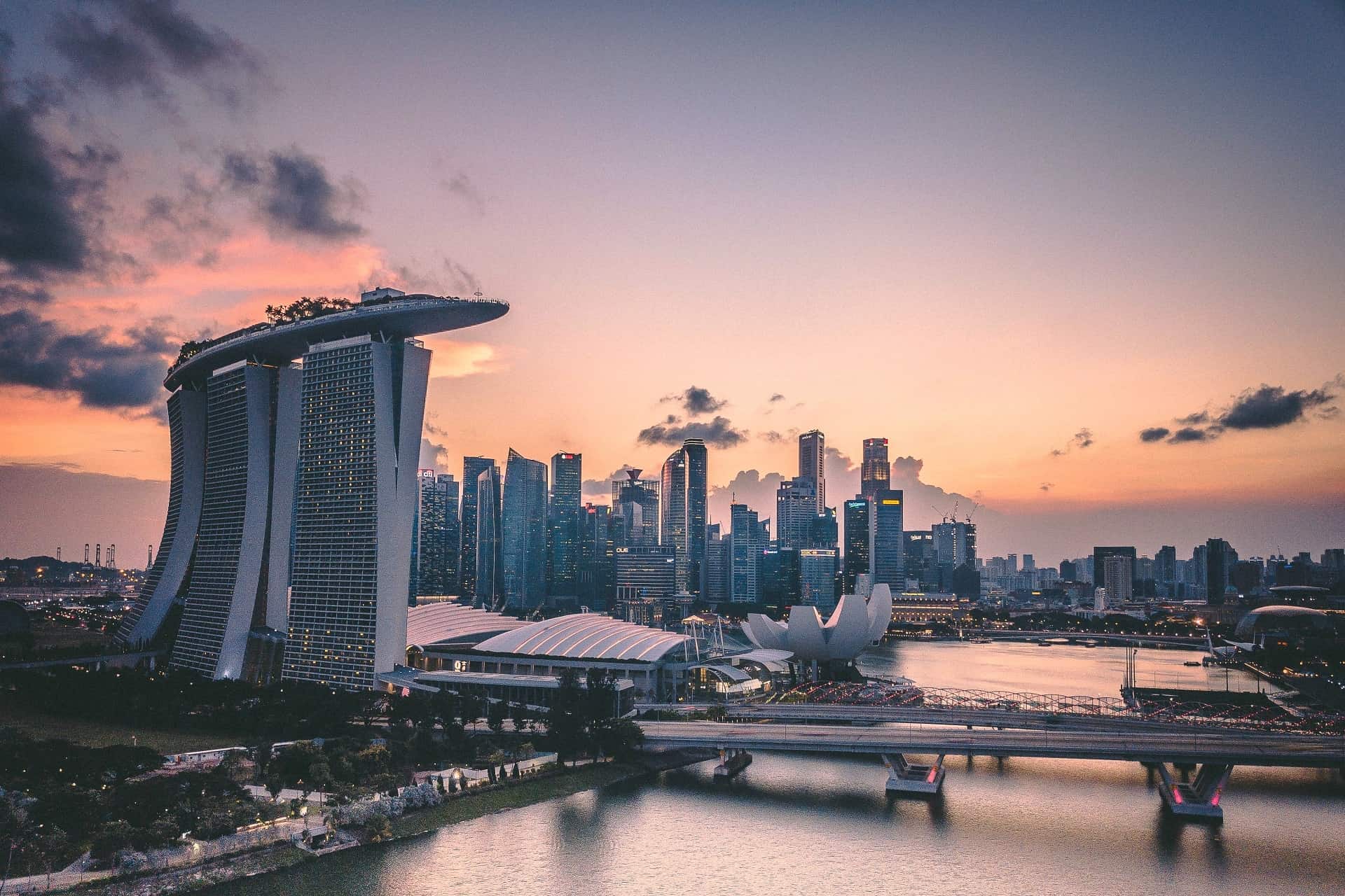 A photo of the skyline of Marina Bay Sands, Singapore