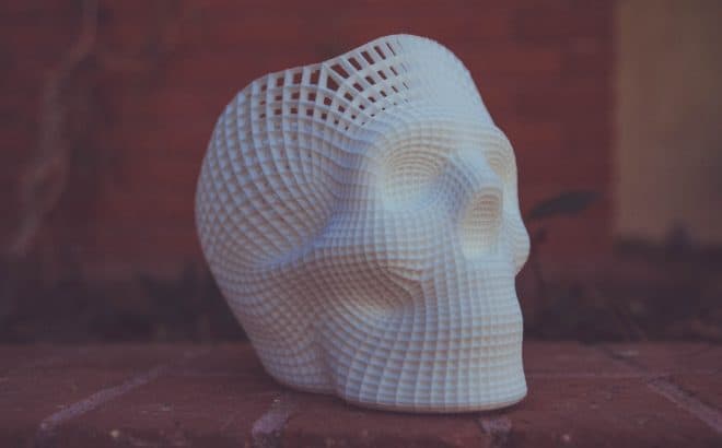 3D printing applications are varied and can include home projects like decorative skulls