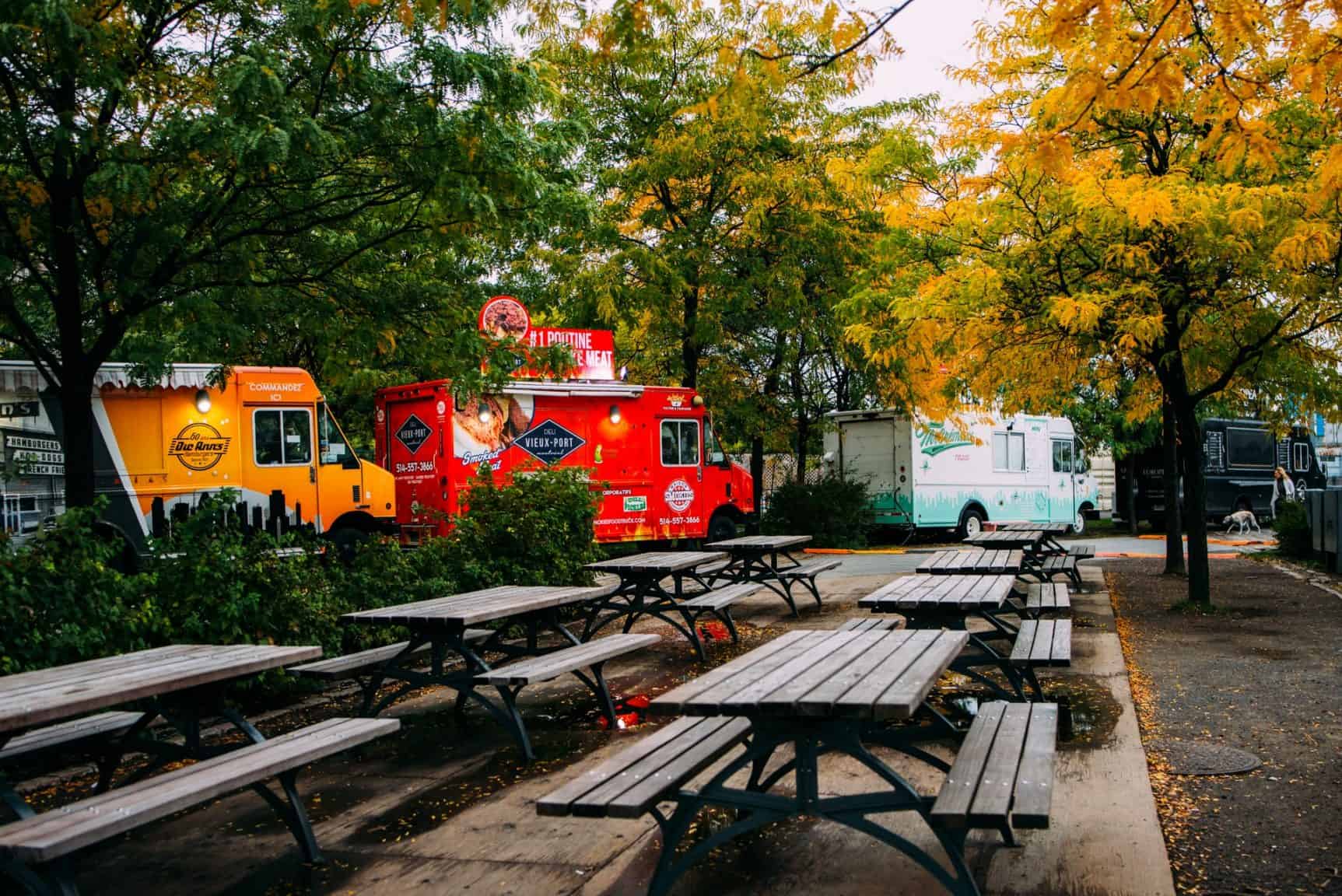 food trucks in a park