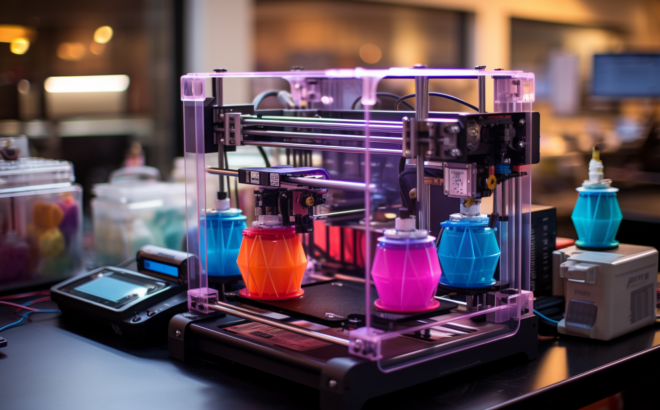 a 3D printer printing multiple objects at once