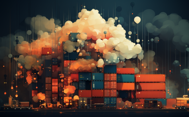 an artistic visualization of the supply chain cloud