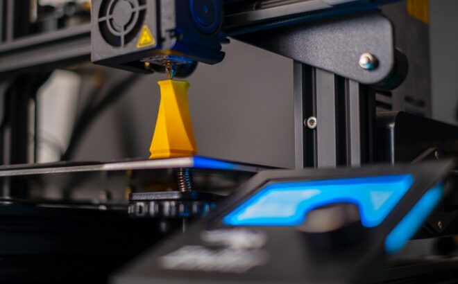 A 3D printer printing something.