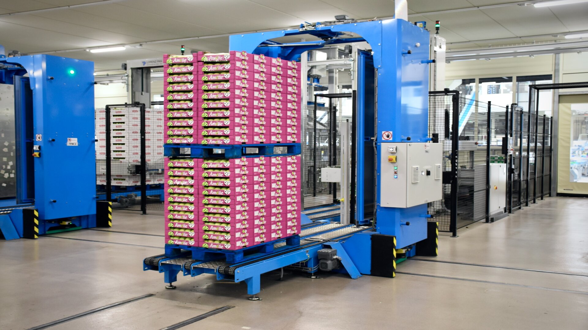 Packaging automation system at work in a production line