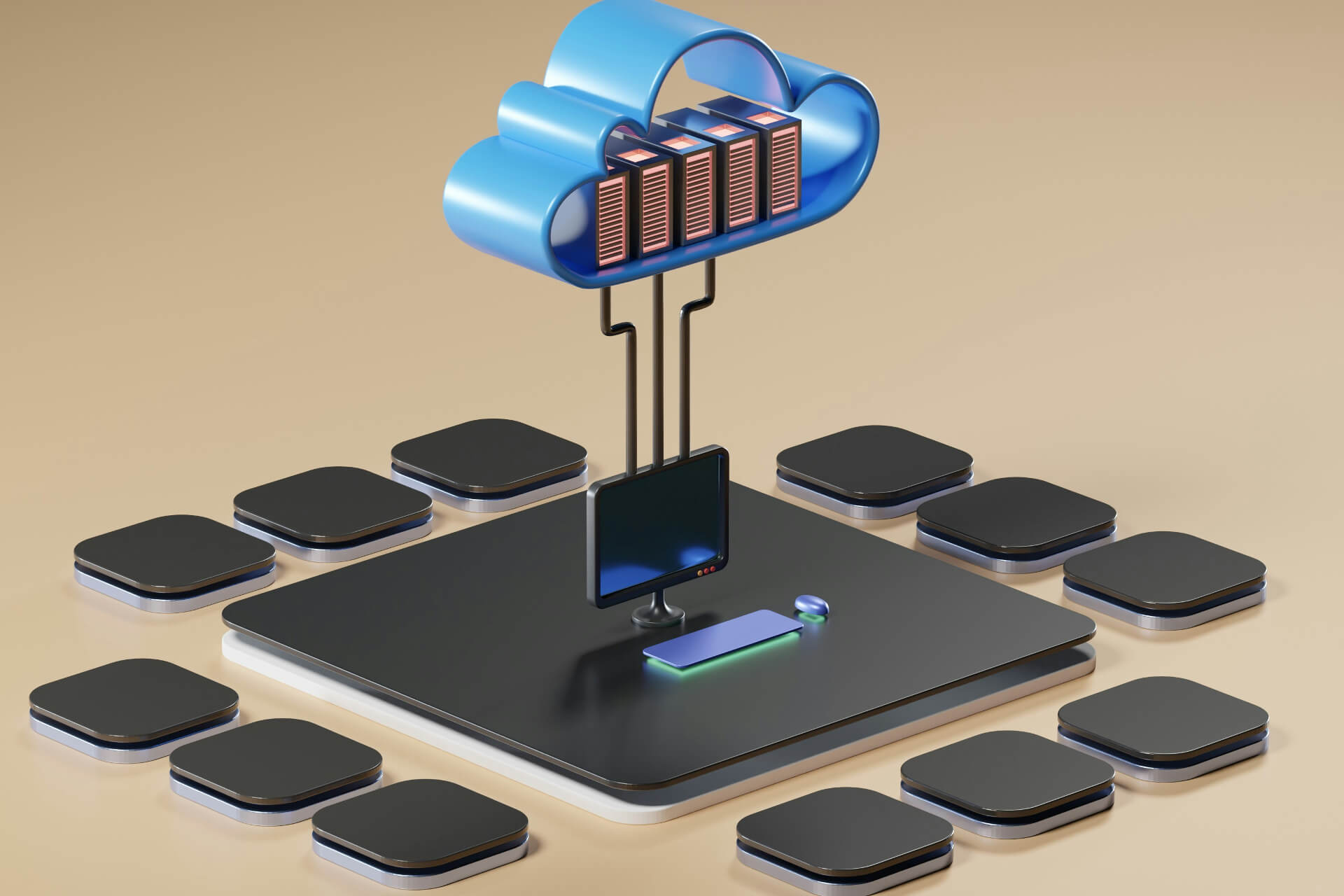 circuit board with floating cloud