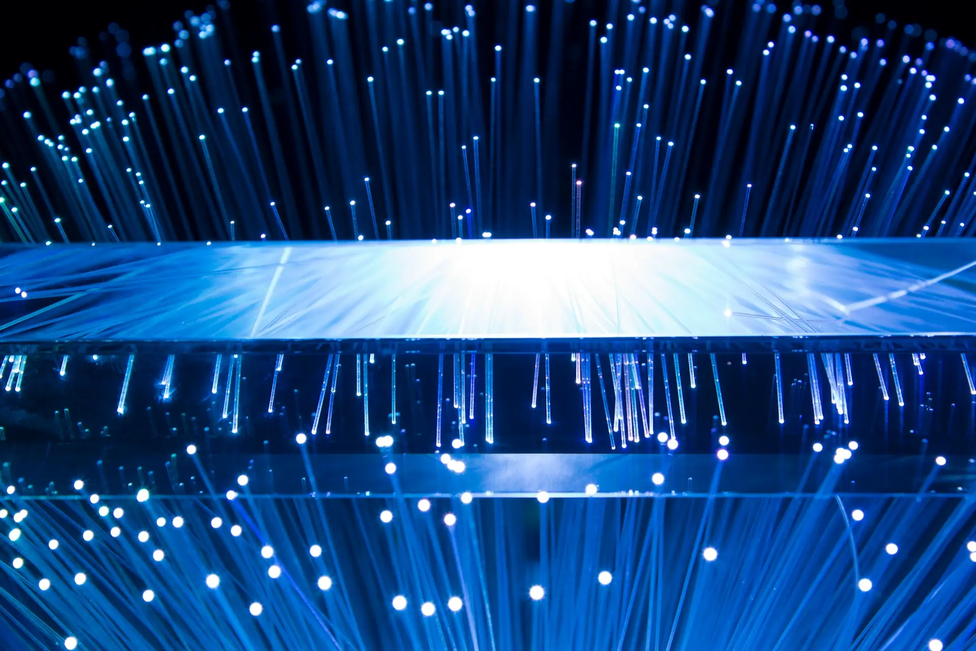 Blue fiber optic cables