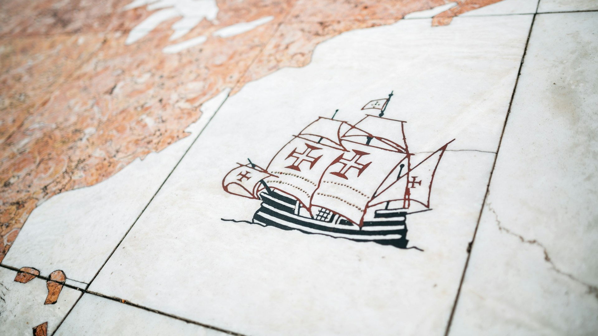 Image of a ship on a paper map