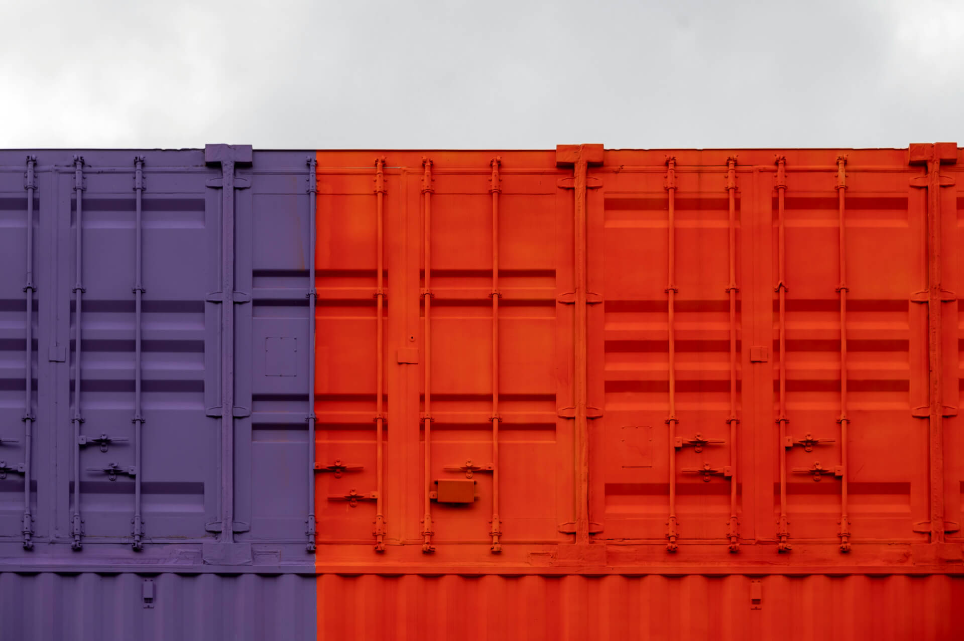 blue and red shipping containers