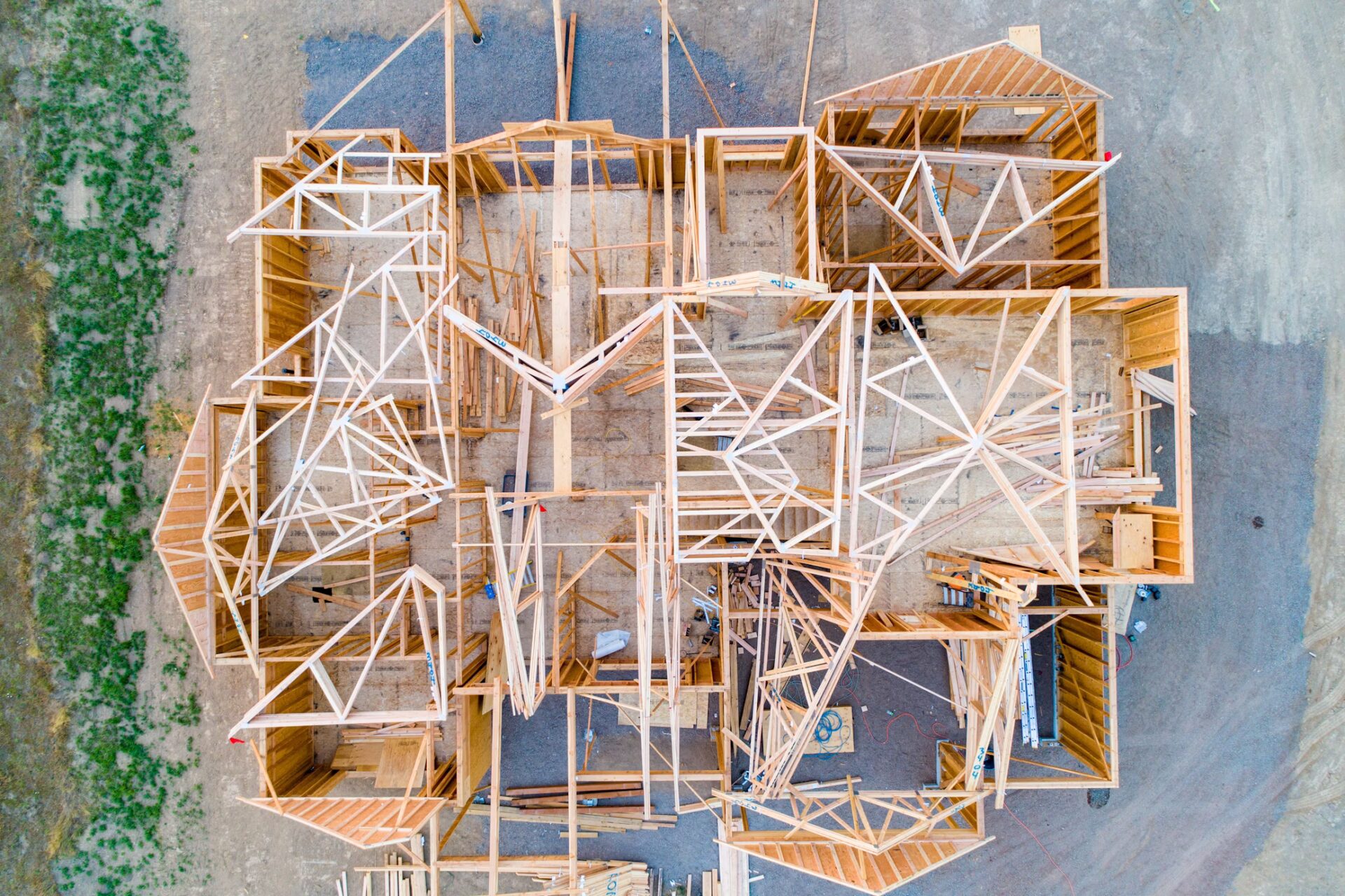 Top view of house under construction.